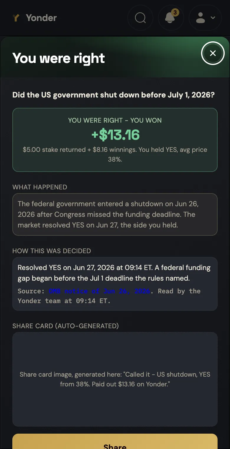 A resolved bet on a phone: You were right, plus 13 dollars 16, what happened and how it was decided.